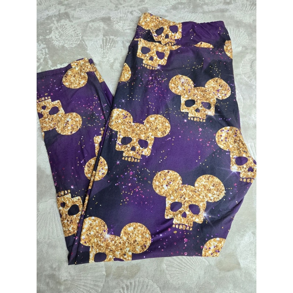 My LaLa Leggings Extra Curvy Purple Gold Skull Mouse Ears Galaxy Sz 20-26